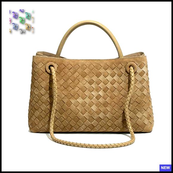 Suede Woven Tote Bag Retro Shoulder Satchel Crossbody Purse Top Handle - Picture 6 of 7